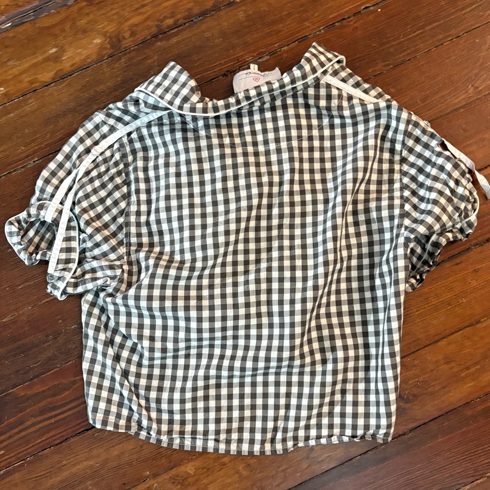 3.1 Phillip Lim gray white plaid cropped button up sleep shirt size S - Picture 5 of 6